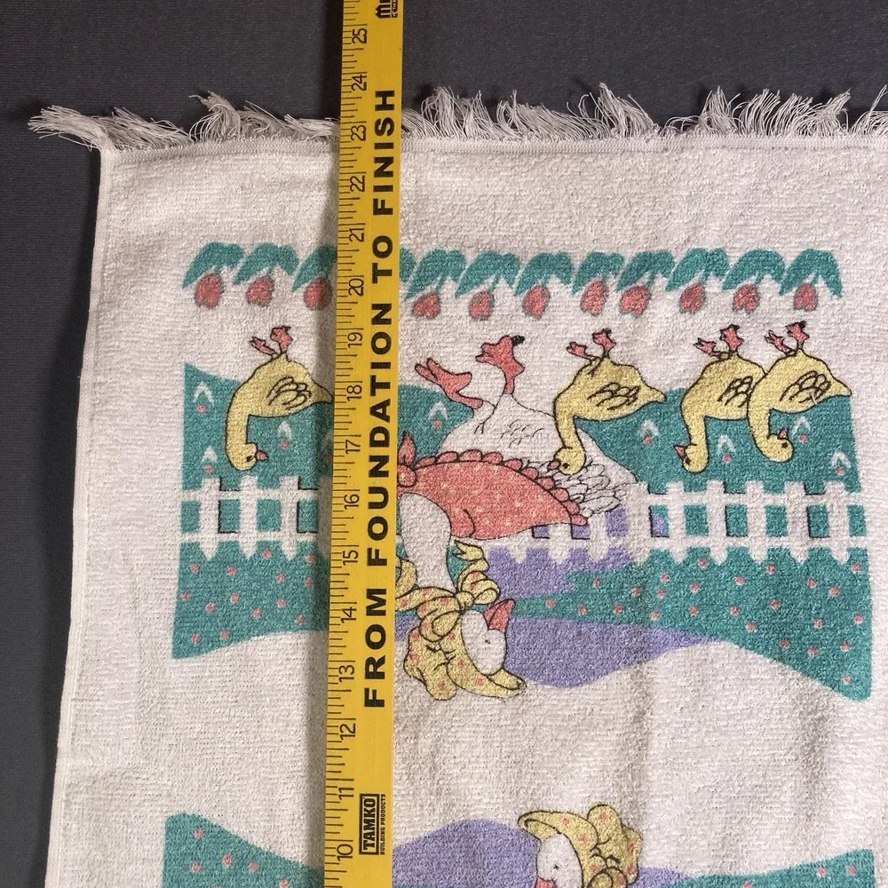Vintage 80s Cannon Country Fresh Goose Duck Kitchen Towel Fringed Grannycore